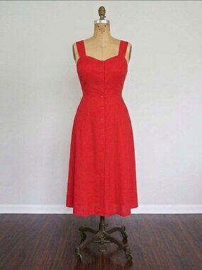 Plus Size Red-Orange Button Front Maxi Dress